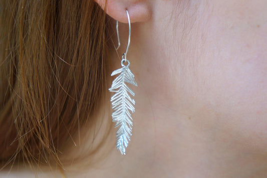 Mimosa Leaf Earrings: Gold Plated Sterling Silver - Nature Inspired-1