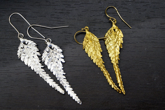 Fern Leaf Earrings in Long Sterling Silver, Nature-Inspired Boho Jewelry for Women-0