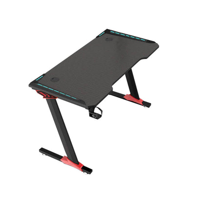 Professional gamer table with carbon fiber coating and LED lighting